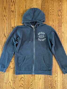 Adidas Football Men's Small Full Zip Logo Sweatshirt Hoodie Jacket Gray